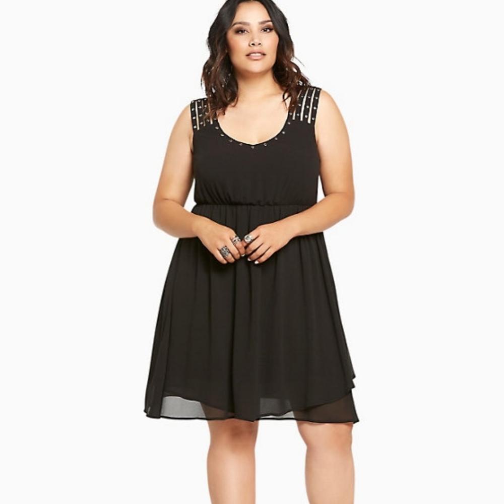 Torrid chiffon studded scrappy dress